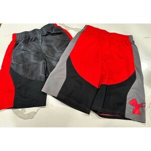 Under Armour Kids Shorts YLG HeatGear‎ Athletic Activewear Red Gray Black lot